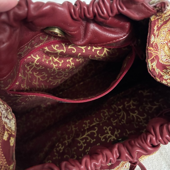 Isabella Fiore Leather & Tapestry Small Shoulder or Handbag With Studs Detail - Picture 11 of 16